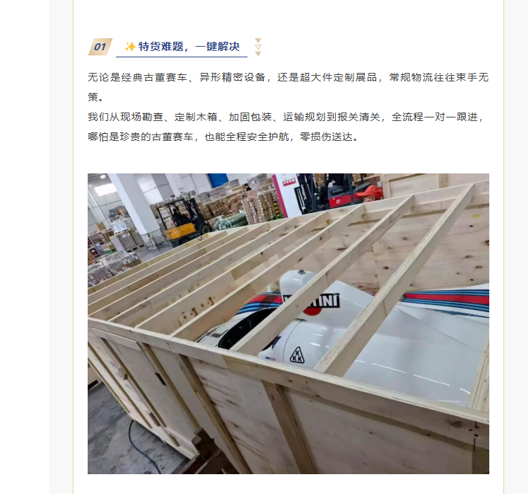 Custom wooden crate built around sensitive cargo